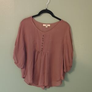 Umgee Dusty Rose Blouse with Button Detail